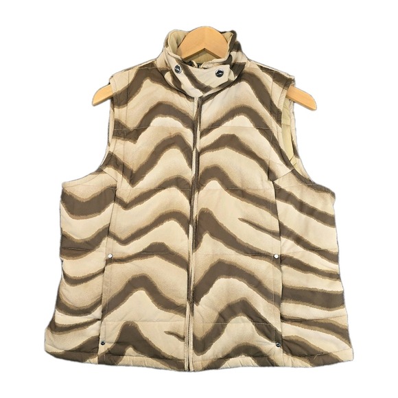 Lauren Ralph Lauren Active Women's Puffer‎ Vest Size L Zebra Camo Print - Picture 1 of 12